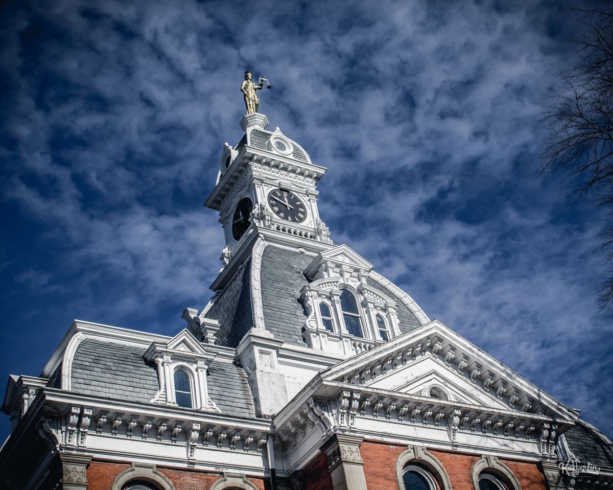 Looking up at the Courthouse on a Stormy Day