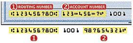Example of Routing and Account Numbers on a Check